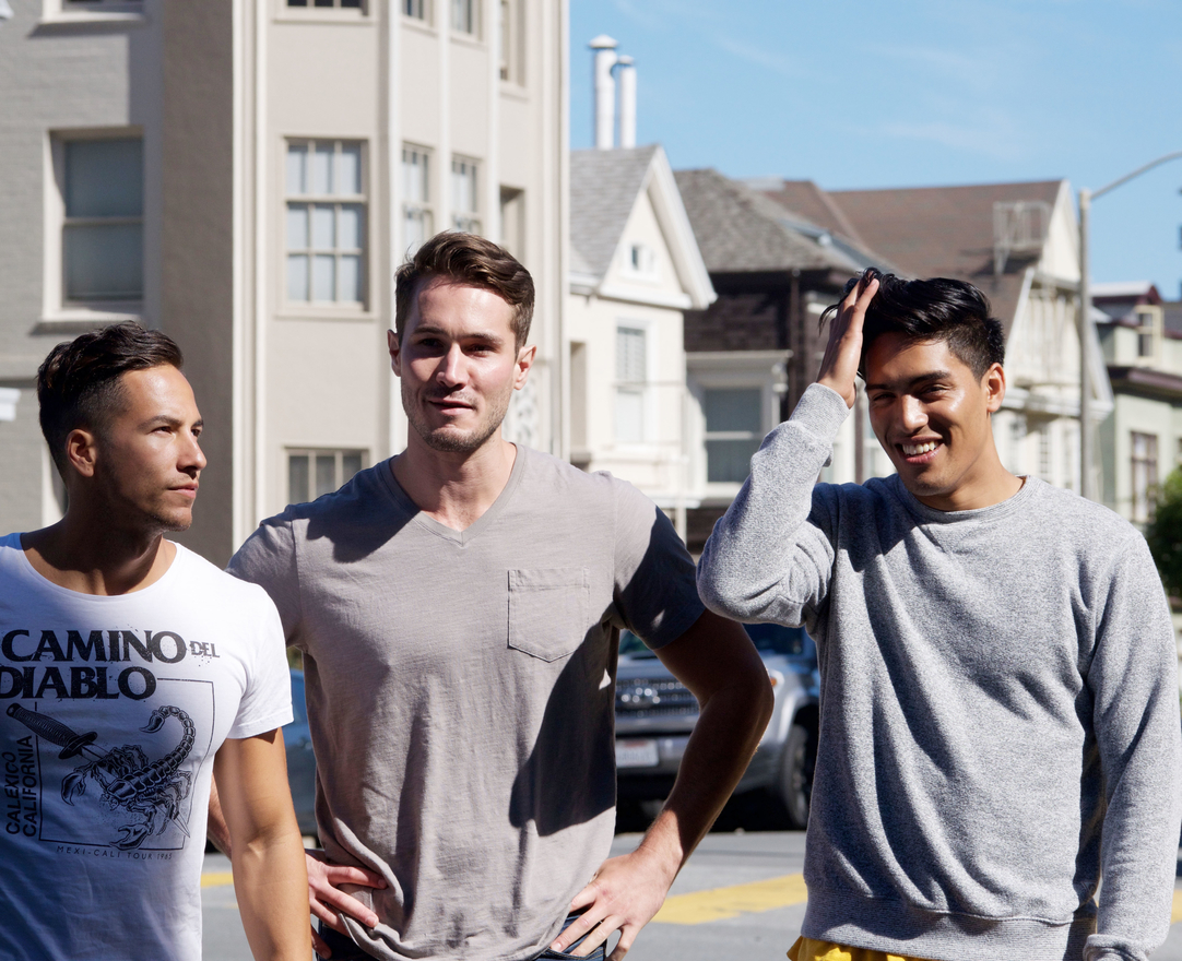 Three Asics models pose for the camera on the corner of Vallejo street. The crew shot all morning and wrapped up just after lunch.