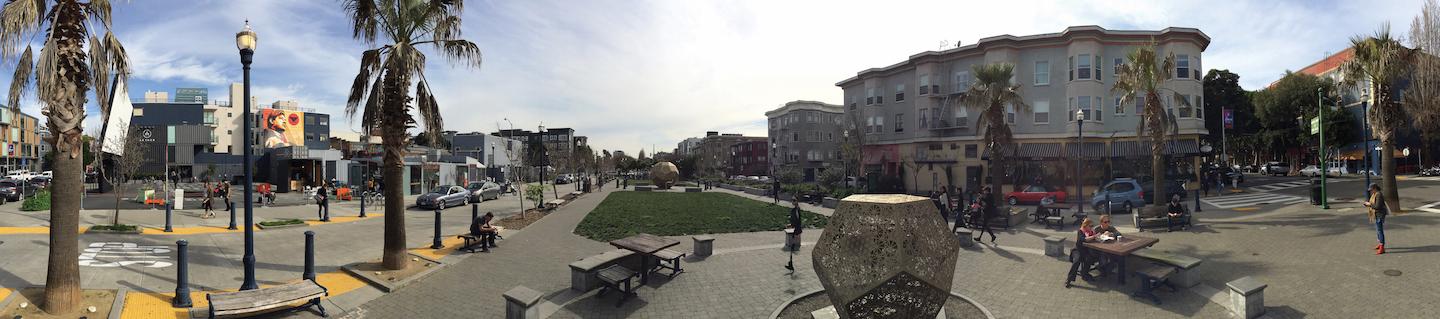 Patricia's Green, a large park with a playground and rotating art installations, is at the heart of Hayes Valley. Two light sculptures are the current featured piece in the pack and will be installed until November.