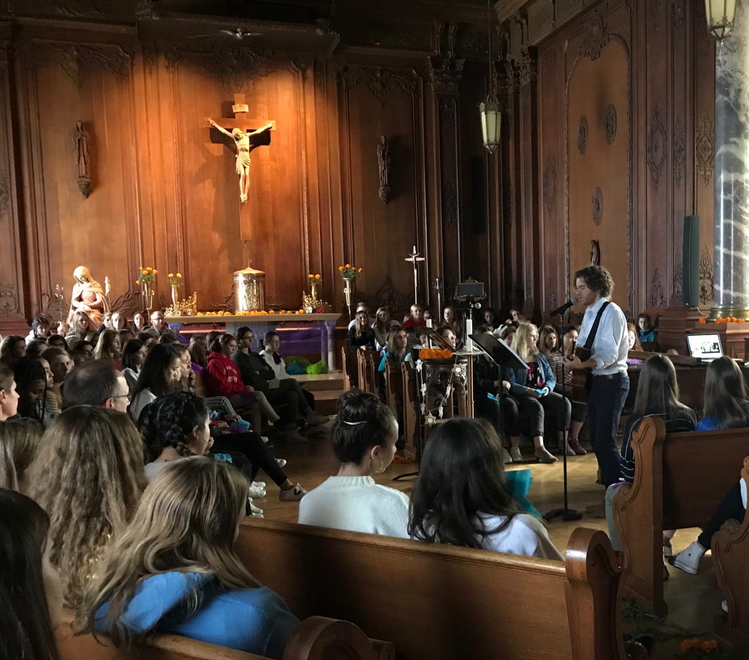 Students and faculty sing songs and share names of loved ones in honor of Día de los Muertos. The holiday is celebrated from Oct. 31 to Nov. 2.