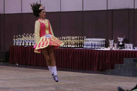 Senior Kelsey Vickery does a pulse during an Irish dancing competition at the Oakland Marriott in October her freshman year. Vickery dances with her dancing school but also performs for CSH St. Patrick’s Day celebrations.