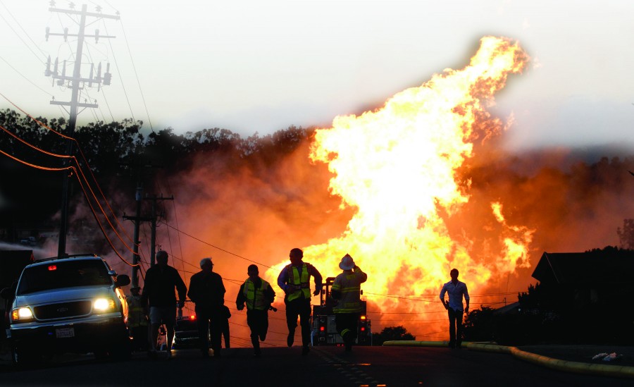 Flames billow in the hills above San Bruno, California, on Thursday, September 9, 2010. The flames have claimed at least a dozen homes and officials are unsure of the cause, although residents reported a loud explosion in the town just a few miles from San Francisco International Airport. (Karl Mondon/Contra Costa Times/MCT)