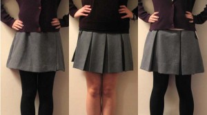 The student body is deciding which of three skirts will be the new uniform. The current unifrom skirt was selected in 1976.