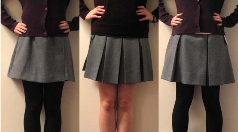 The student body is deciding which of three skirts will be the new uniform. The current unifrom skirt was selected in 1976.