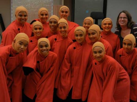 Chiara Figari (back row, far right) gathers backstage of the San Francisco Opera House with other Girls Chorus performing as monks in Puccinis Turandot. Figari performed in the opera in September and early October, and has final performances next month.  