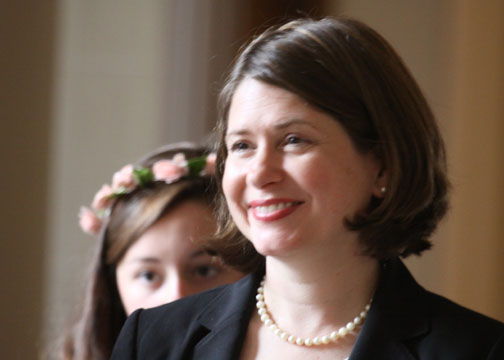 Head of school Andrea Shurley smiles during Prize Day last year.