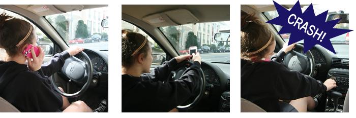 Driving while on the phone, texting or talking, can increase the possibility of having a car crash.