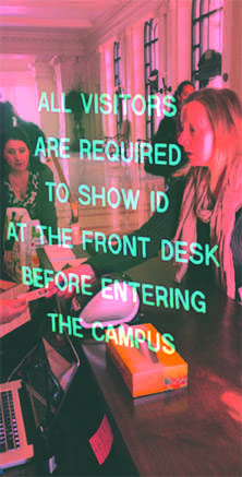 Raptor security technology was implemented on the Boradway campus to heighten school security. Signs posted on the front door alert visitos that they are required to scan their California ID. JEWEL DEVORA | The Broadview 