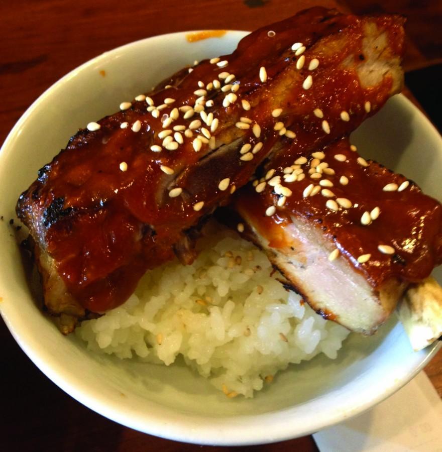 The+charred+pork+rib+are+a+tender+and+filling+side+at+Glaze+Teriyaki+Bar.