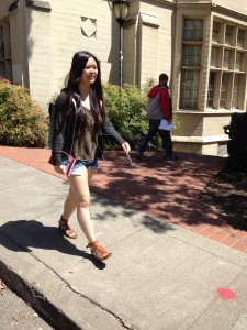 Kellie La (‘14) makes her way to class on campus at the University of California at Berkeley. La said she decided to attend Cal, even though it is near home, for the academics liberal and atmosphere.