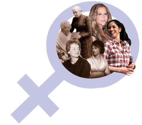 Comedian Amy Schumer and Sarah Silverman create comedy sketches to advocate for female empowerment (clockwise from top). Writer Mary Wollstonecraft wrote “A Vindication of the Rights of Woman,” considered one of the earliest writings on feminist philosophy.  Activist Betty Friedan co-founded the National Organization for Women. Elizabeth Cady Stanton and Susan B. Anthony were leading figures of the women’s rights movement.

Photographers:
Amy Schumer: Mario Santor | with permission Sarah Silverman: Gage Skidmore | with permission Mary Wollstonecraft: National Portrait Gallery | Public Domain Betty Friedan: New York World-Telegram and Sun Newspaper Photograph Collection, Library of Congress | Public Domain Elizabeth Cady Stanton and Susan B. Anthony: Library of Congress | Public Domain