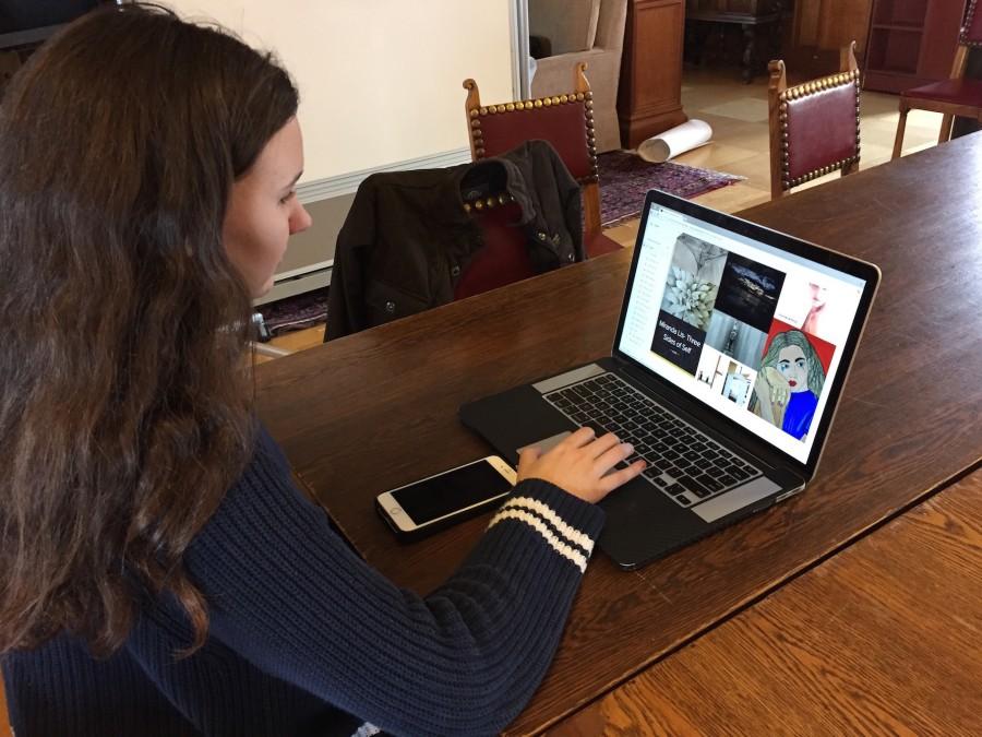 Senior Maxine Hanley edits the new website she designed and created for the Visual Art Department to showcase student artwork. The site is set to be formally introduced to the community at assembly next Monday.