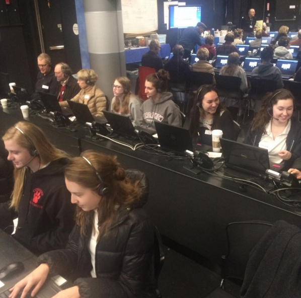 Broadview staff takes pledge calls for KQED. The staff later on took a tour of different sets and the broadcasting room.