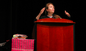 Award winning poet and author Naomi Shihab Nye expresses the impact writing holds on her life. During the assembly, she read select pieces from “Braided Creek,” her poem “Shoulders” and her prose piece, “Museum.”