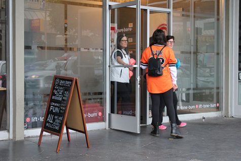 Clients leave Pure Barre on West Portal after their workout class. Barre classes have recently undergone a resurgence in popularity across the country.