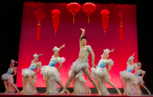 Chinese dancers perform in Syufy Theatre in honor of the Chinese New Year on Monday. The Heilongjiang Art Troupe of China performed for schools around the Bay Area, including Convent & Stuart Halls upper and lower schools.