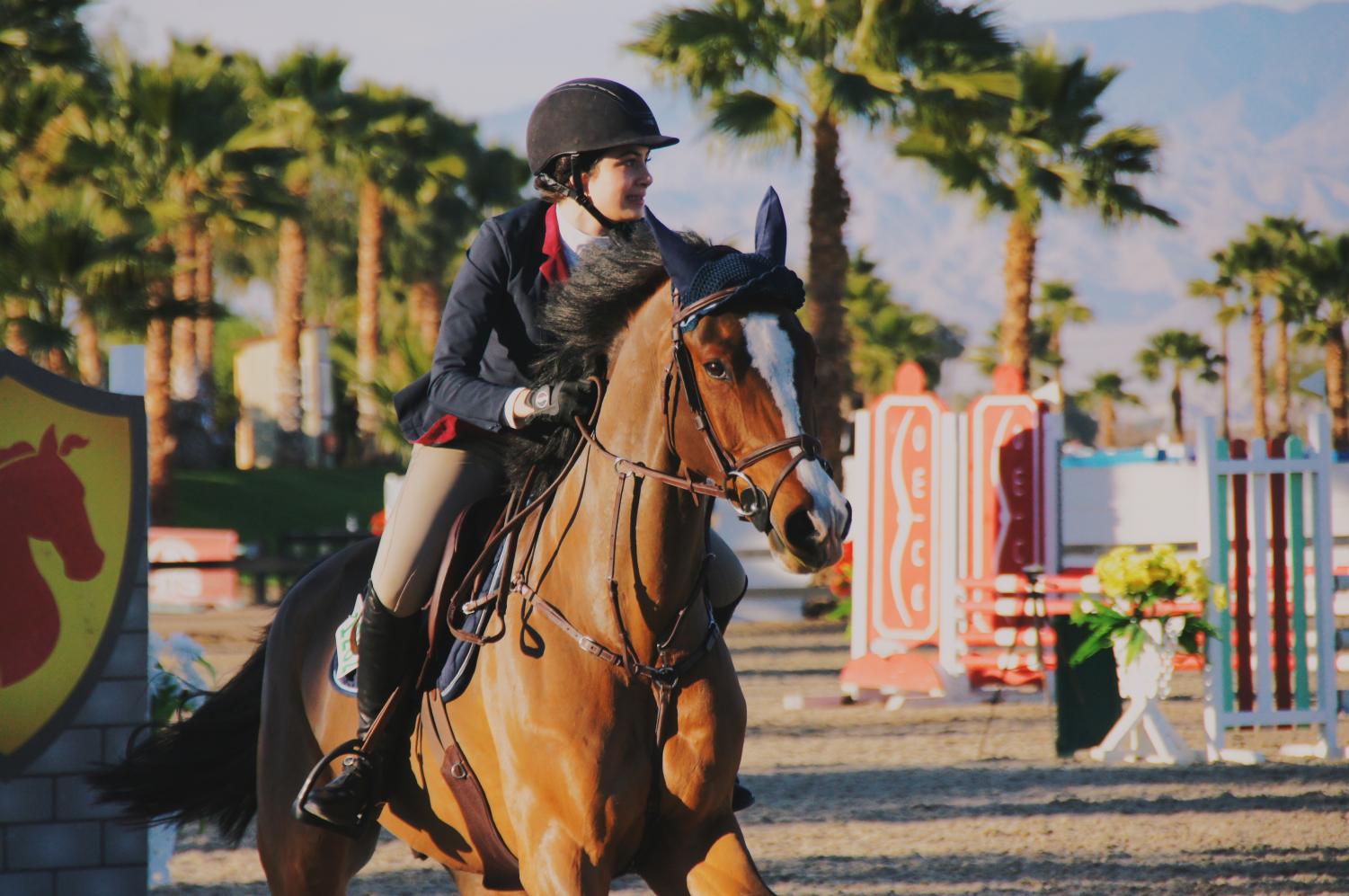Junior Sofia Pirri competes in the Thermal Horse Show in Southern California, placing fifth. She has been riding competitively for four years.