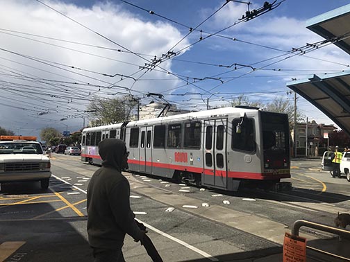 A current model Muni train leaves from the West Portal station. Muni began transitioning out the older trains at the end of 2017, and will fully replace all the trains within 10 years.