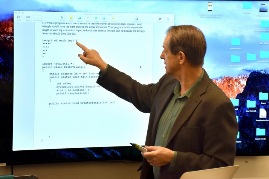 IF, THEN Computer science teacher Doug Grant shows the senior IB Computer Science class how to write
recursive code in Java. The school recently awarded Grant the Niehaus Family President's Excellence
Award and honored him as the namesake for an endowed Chair of Computer Science.