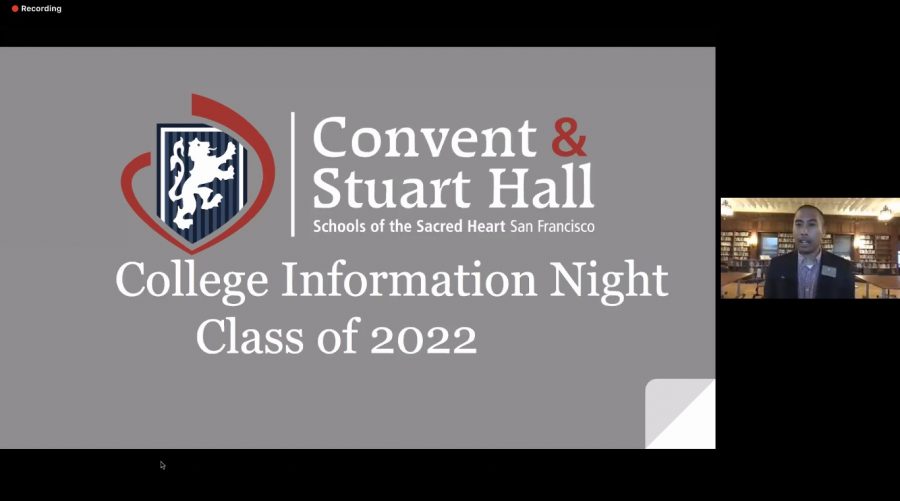 Junior+students+and+families+attended+the+College+Information+Night+hosted+by+Convent+%26+Stuart+Hall%E2%80%99s+college+counselors.+The+meeting+discussed+what+to+expect+during+junior+year%2C+the+college+search+timeline+and+what+juniors+can+do+to+make+their+year+proactive.