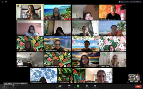 Emily Brenner’s Honors English II class celebrates Hawaiian Wednesday. Students earned points by sending in a photo to @conventcubbyhole on Instagram.