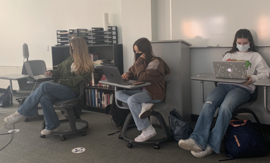 Freshmen in a Block One Spanish II class wear denim for International Denim Day. The day of awareness is observed annually on April 28. 