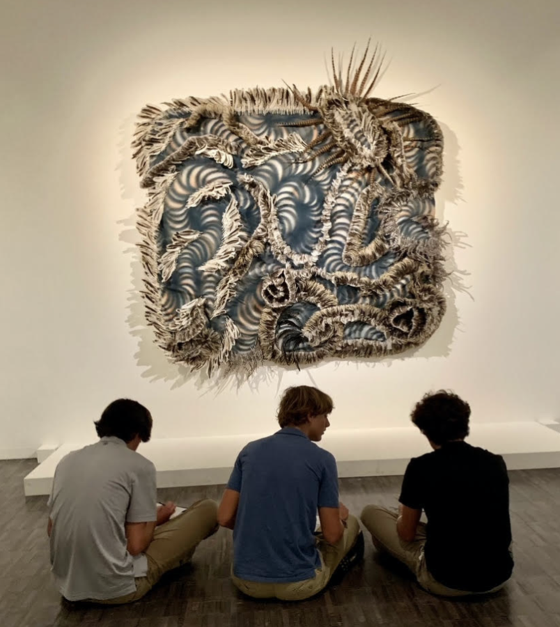 Art Foundations II students viewing Carlos Villa: Retrospective at the Asian Art Museum. The Asian Art Museum is a frequently visited museum by students of Convent & Stuart Hall because of its proximity to the Pine-Octavia campus. 
