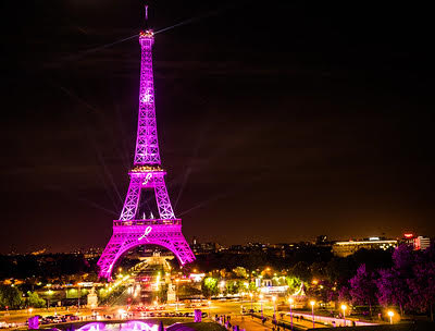 Through the month of October, the Eiffel Tower is lit pink to recognize Breast Cancer Awareness month. Most breast cancers are recognized in women after the age of 50.
