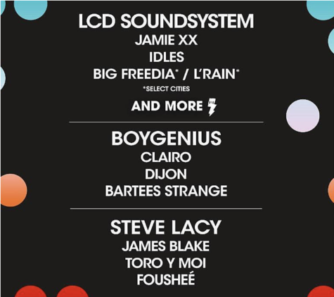 Concert headliners include Steve Lacy, boygenius, and LCD Soundsystem. Other notable concerts in the Bay Area include Bottlerock and Outside Lands.