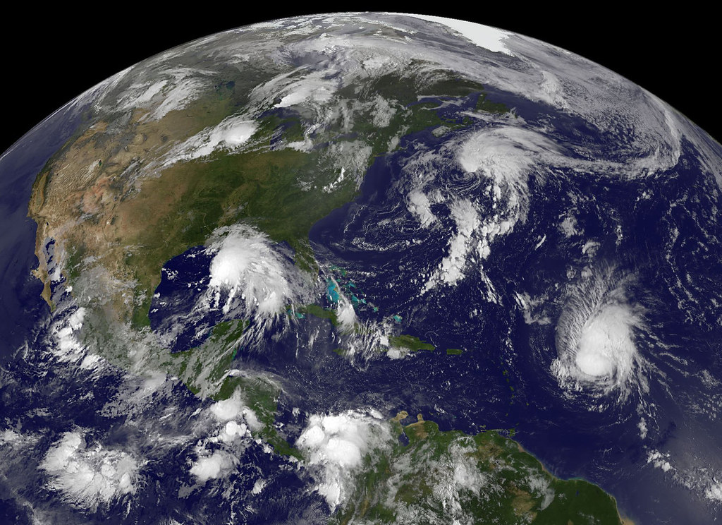 An image taken at a satellite picturing Hurricane Lee over the Eastern Caribbean. Even though hurricanes need warm water and weather to form, Hurricane Lee is considered an extratropical storm meaning it has cold air at its core.
