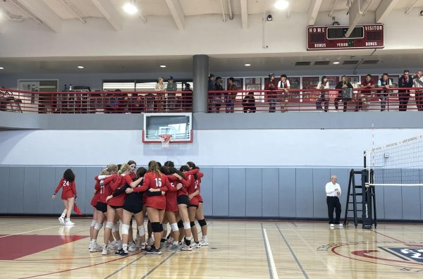 Convent JV Volleyball moments before their win against Urban. This was the second of three games played for homecoming today, the others being Frosh-Soph and Varsity.