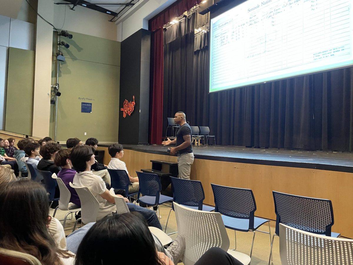 Sophomore students joined together in Syufy Theater to listen to a a writing workshop from Kevin Maillard. Maillard is currently a professional writer and professor of law at Syracuse University. 
