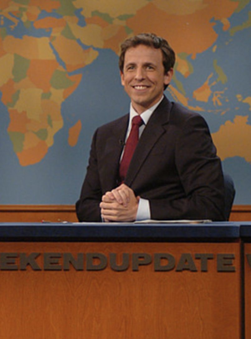 Seth Myers performing the weekend update skit on SNL. SNL has been running for 47 years with the first ever episode airing on Oct. 11, 1975. 