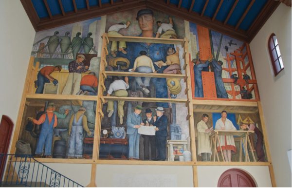 This mural painted by Diego Rivera is called ‘The Making of a Fresco Showing the Building of a City.’ It is currently situated at the San Francisco Art Institute.