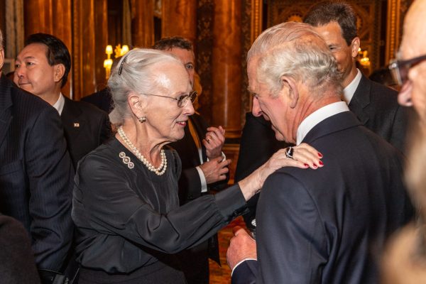 King Charles III at a reception for Heads of State and overseas visitors at Buckingham Palace. It was announced that he will not be making public appearances while he undergoes treatment.