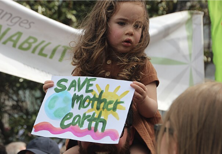 Adults and children alike get involved during Earth Day by attending protests. Finding an event to attend, including protests, voting venues, or a toolkit distribution site, is made easy through social media or event websites.