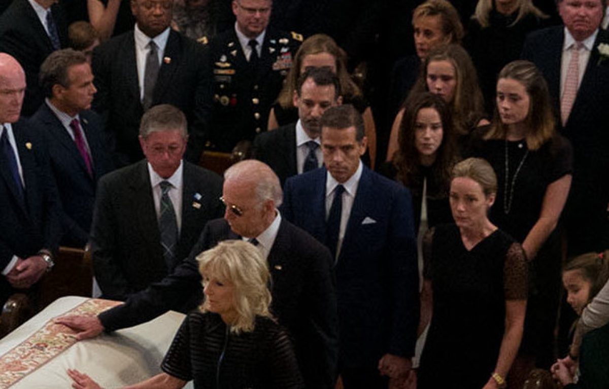  President Joe Biden along with First Lady and son Hunter Biden attending the funeral of his late son Beau Biden. The mass took place at St. Anthony of Padua Cchurch in Wilmington on June 6. 2015. 